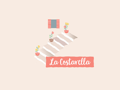 La Costarella flowers illustration italy map numana stairs window