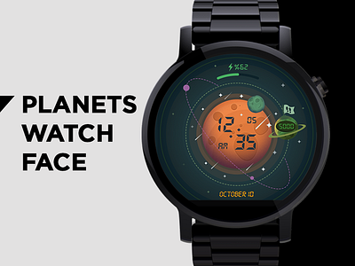 Planets Watch Face android battery clock face icon orbit planets stars step ui watch