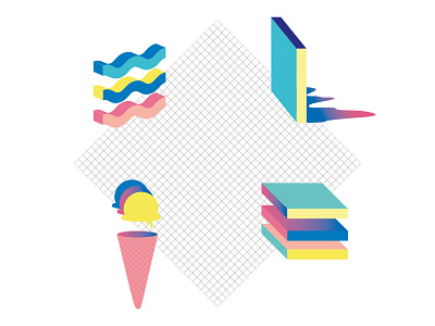 La Come Di Shapes 3d branding dubai gelato grid illustration lacomedi shapes