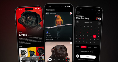 Animal book app animal animal app aplication app black design design animal mobile ui ux