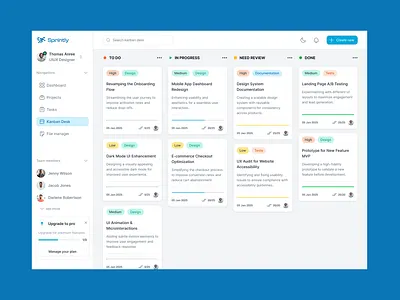 Project Management Dashboard design kanban project management saas ui ux