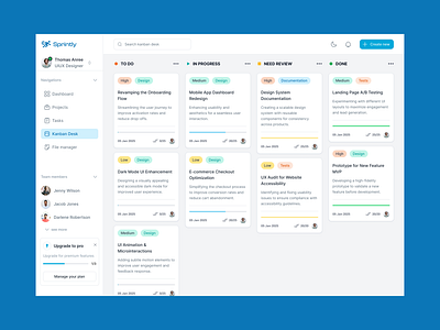 Project Management Dashboard design kanban project management saas ui ux