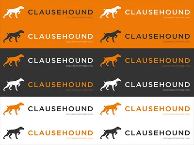Clausehound - Gap Processing (proofs) banner brown corporate dog icon law legal logo masthead orange startup white