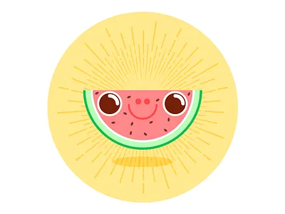 Watermelon with large nostrils character happy illustration illustrator slice summer vector watermelon yellow