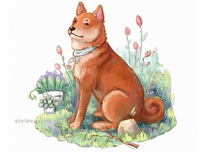 doge art digital art doge drawing garden shiba inu