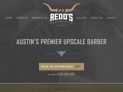 Redd's Barbershop Homepage banner branding design homepage website