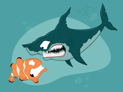 Clowning cartoon clown fish funny ocean sea shark water