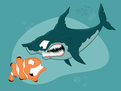 Clowning cartoon clown fish funny ocean sea shark water