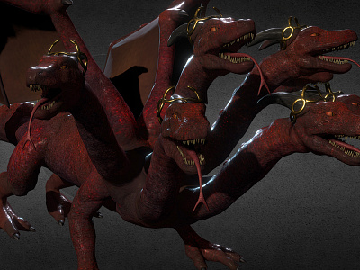 Multi-head Dragon 3d 3dsmax dragon freelance model zbrush