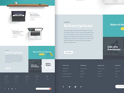 Landing page view 2 clean freelance fun green landing landingpage page ui web website