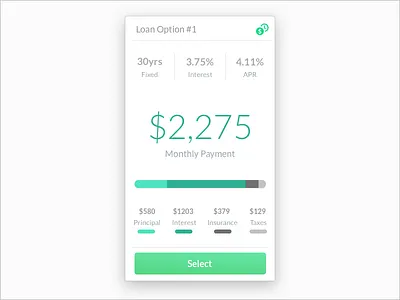 Loan Option Module loans payment ui design