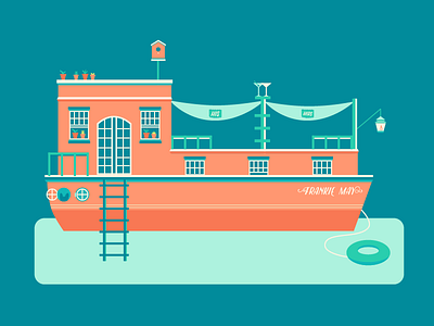 Houseboat boat houseboat illustration vector water