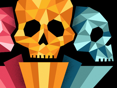 Finish Him t-shirt design blue low poly orange pink skull