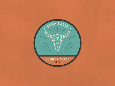 Mess with the bull... badge camp cow skull cowboy illustration indian mono line sticker summer camp texas wild west