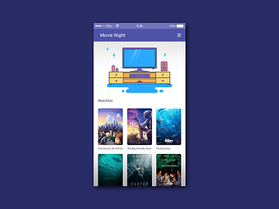 Movie Night App UI app bfg cinematography finding dory list movie tarzan the secret life of pets ui kit