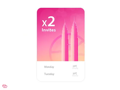 2 Dribbble Invites & Kuala Lampur Petronas Tower app city colour tower ui