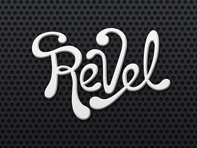 Revel amp band black and white custom hand written logo logotype music script typography