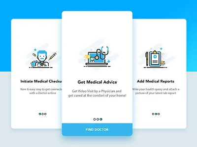 Find a Doctor app Onboarding doctor explainer graphics health illustrations interaction design intro ios onboarding registration signup ui ux
