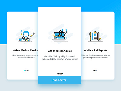 Find a Doctor app Onboarding doctor explainer graphics health illustrations interaction design intro ios onboarding registration signup ui ux