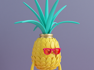 PIÑA 3d character food fruit fruta piÑa render