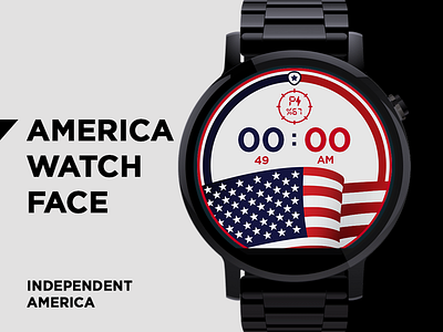 Independent America Watch Face america clock face flag gear icon illustration independent star tech ui watch