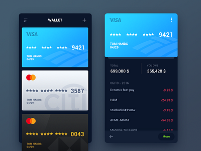 WeeklyUI #002 app card credit debit finance payment tomhands ui visa wallet