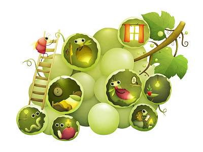 Insect Hotel editorial firefly fruit grapes illustration insects japan living room