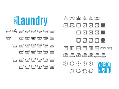 Laundry symbols. bleach element ironing liquid temperature warm