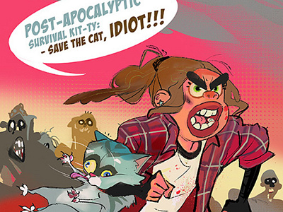 all you need is cat) art cat illustration. graphic posrapocalypsis zombie