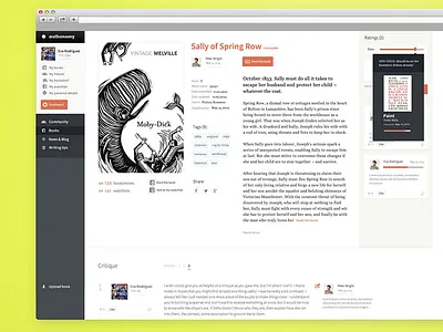 user interface desktop book comments contrast grid minimalist navigation ratings reading experience ui user friendly user interface vertical navigation