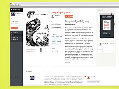 user interface desktop book comments contrast grid minimalist navigation ratings reading experience ui user friendly user interface vertical navigation