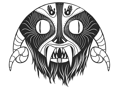 Scarymask african blackandwhite graphic illustration illustrator mask vector
