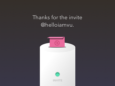 Push to Invite debut dribbble pedestal print thank you ticket