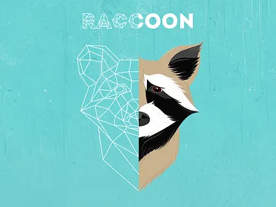 Raccoon animal blue illustration poly raccoon
