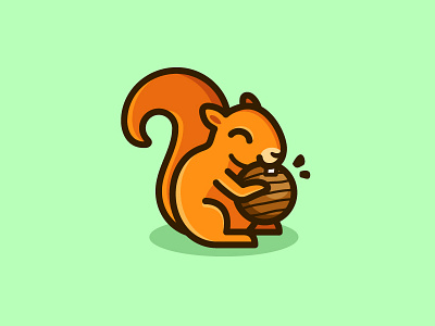 Squirrel animal character mascot app apps application brand branding identity child children cute fun funny flat cartoon comic food wafer snack geometry geometric illustration logo mark squirrel chocolate symbol icon