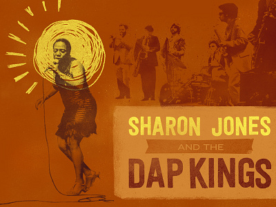 Sharon Jones album art halftone illustration