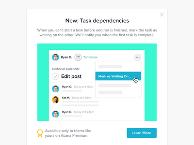 Task Dependencies Modal modal premium task ui web web app