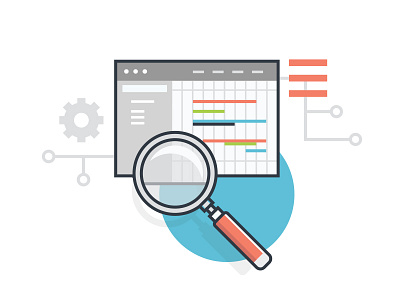 Development apple computer corporate design icon illustration logo magnifying glass office ui ux vector