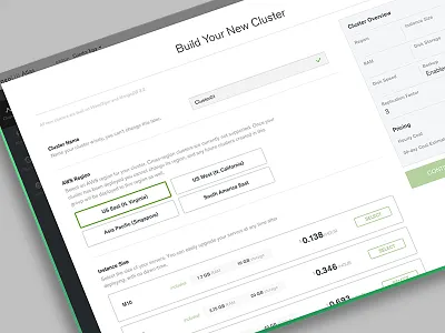 MongoDB Atlas - Cluster Builder buttons form ui ux