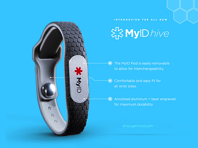 MyID Hive band bracelet medical id product shot