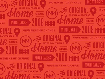 Pattern custom home lettering logo mortgages pattern red type