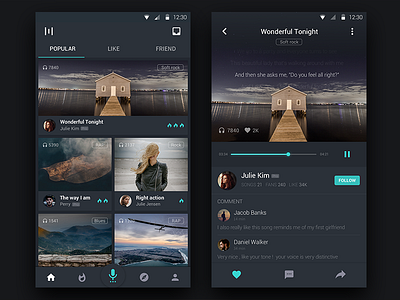 Daily UI #005 - Singing App 100day android app black daily design material md music sing ui