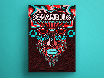Sonámbulo graphic design music poster psicotropical