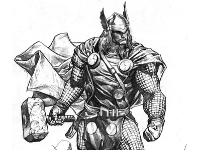 Thor Pencil Sketch assignment college pencil sketch