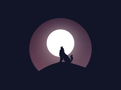 Howling dark design graphic horror howling moon night nighttime ui ux wolf