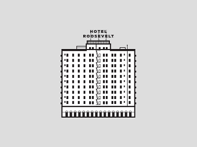 The Roosevelt Hotel Hollywood architecture city hollywood hotel icon illustration line art los angeles minimal roosevelt simple