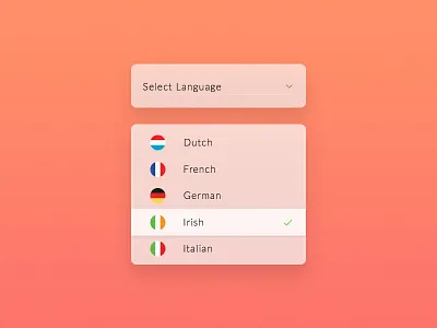 Day 56 - Language Selector 100 challenge dailyui day design dropdown input interface irish ui user ux