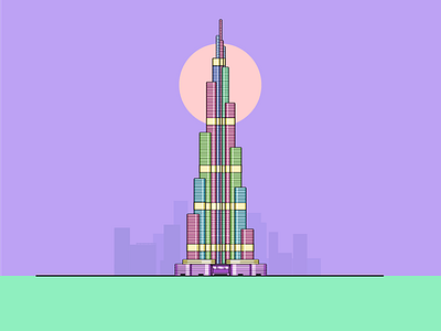 Khalīfa tower building color drawing house illustration khalīfa tower world 迪拜塔