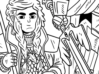 Zolf inks bw dnd fanart fantasy illustration inking manga studio