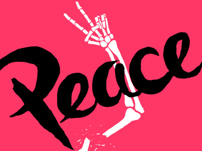 Peace bones chris illustration peace skeleton somekidchris symbol type typography wojcicki